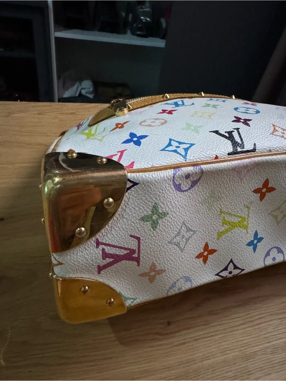 Louis Vuitton Multicolor Murakami Monogram White Canvas Shoulder Bag